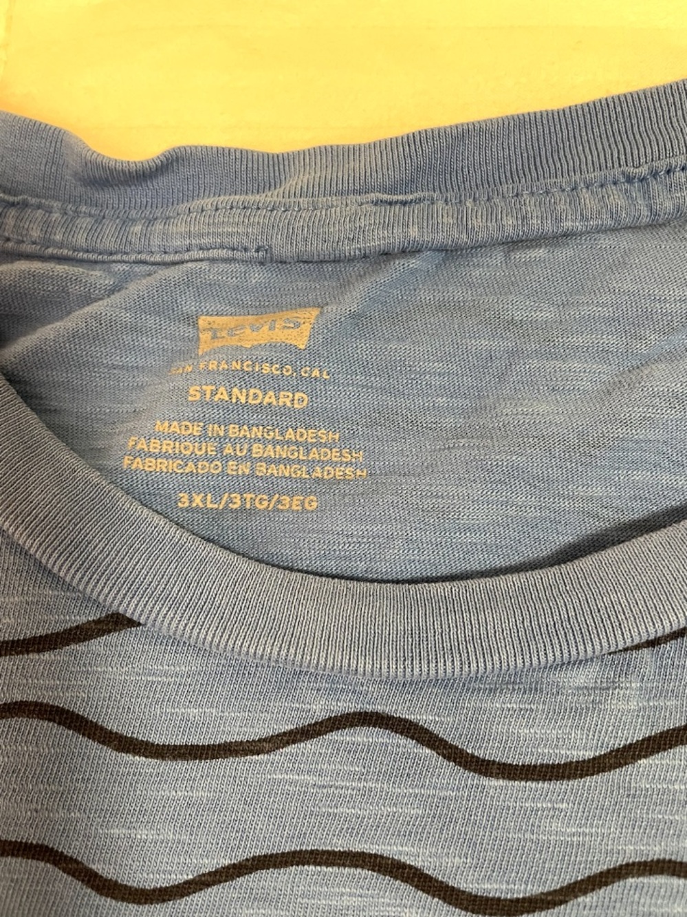 Levi’s Shirt Mens 3XL Blue Squiggle Crew Neck Short Sleeve Logo Stretch Pullover - Picture 6 of 10